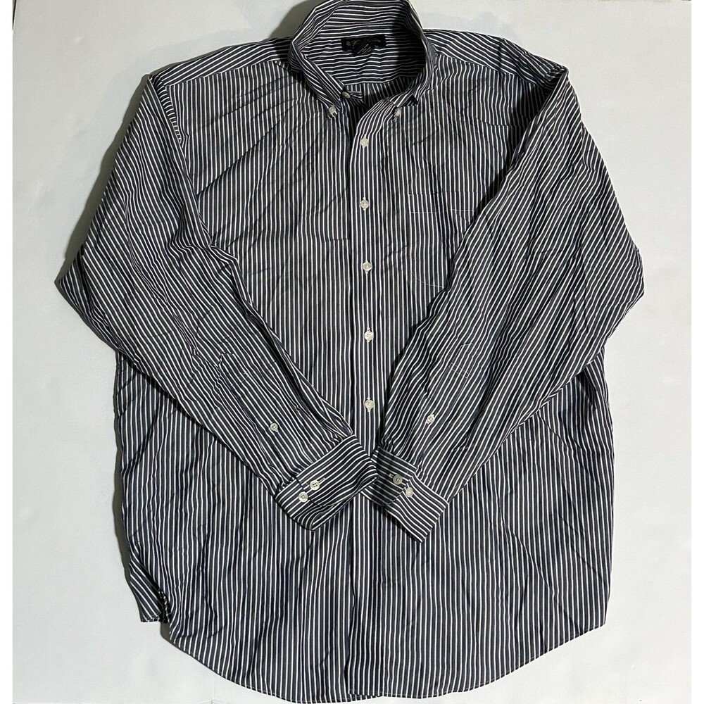 Brooks Brothers 1818 Size XL Button Down Black And White Striped Dress Shirt